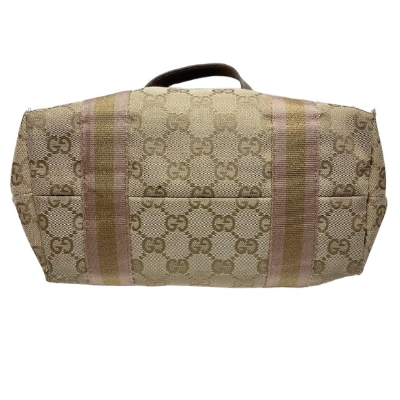 Gucci Handbag Tote Purse Sherry GG Canvas Beige Gold - Picture 7 of 12